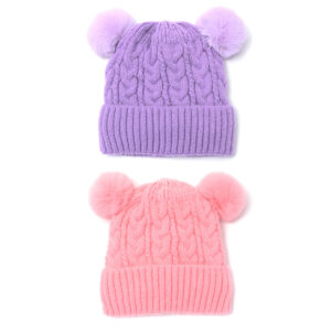 Gorro con Pompones Interior Piel